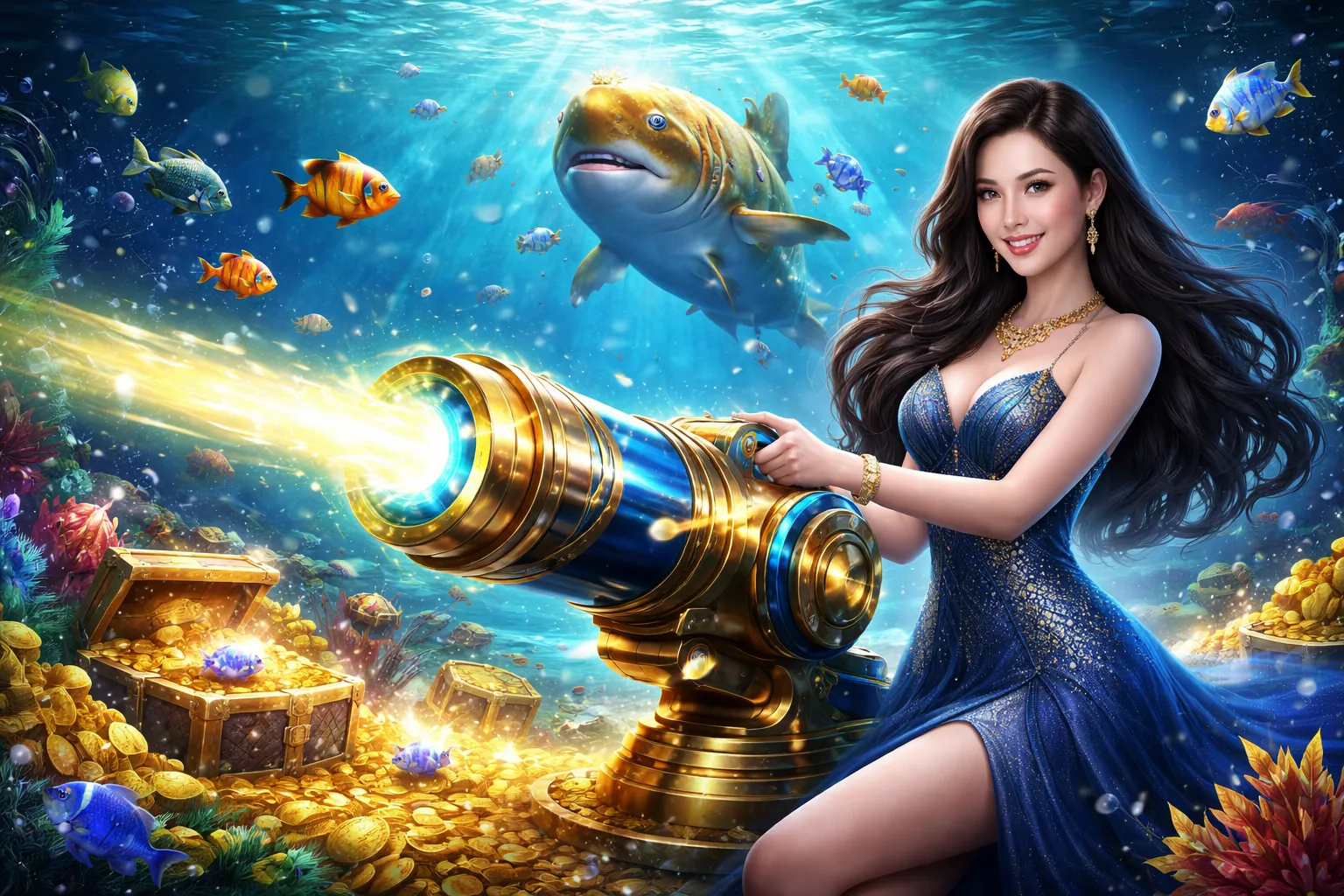 Hình ảnh chính trò chơi bắn cá BJ88AI với đại dương sống động
